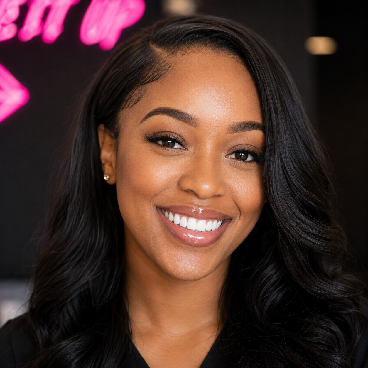 Confident client after a White It Up glow-up