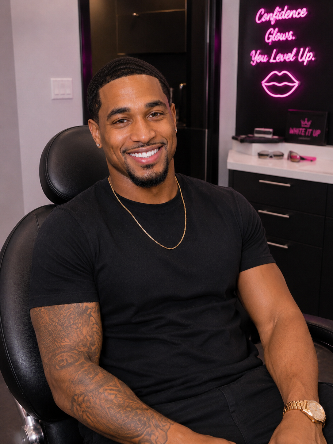 A polished whitening experience with confidence at the center.